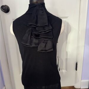 Elegant Black Scarf with Ruffle Detail